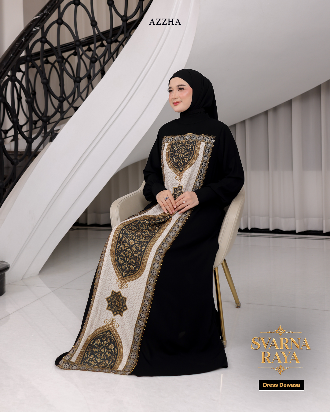 Azzha Indonesia| PRE-ORDER Svarna Raya Dress Dewasa Sarimbit Collection Lebaran 2027