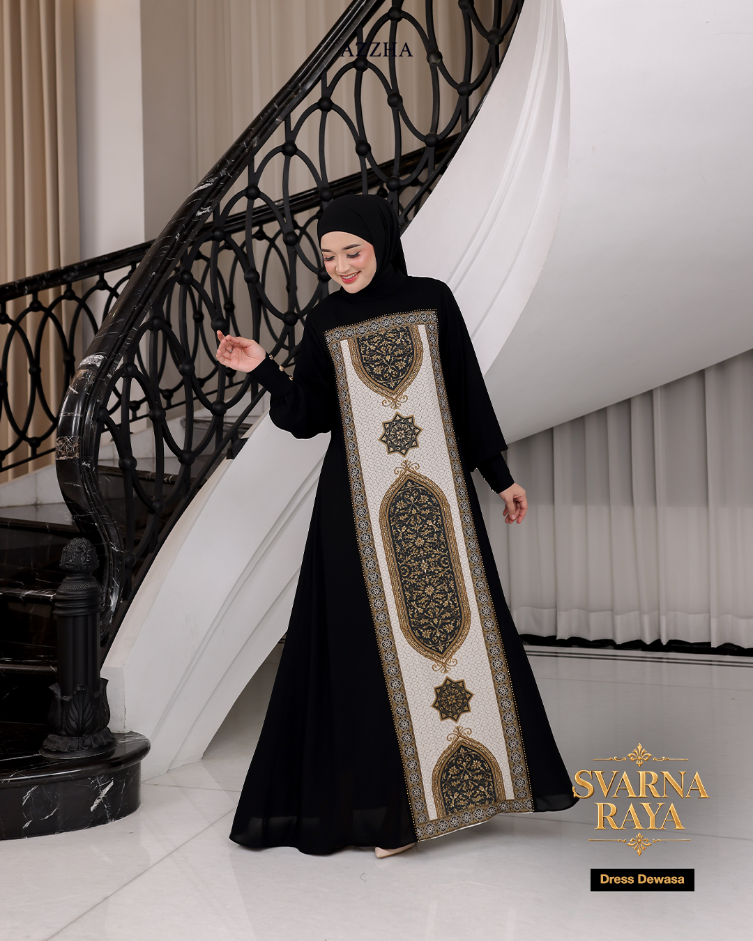 Azzha Indonesia| PRE-ORDER Svarna Raya Dress Dewasa Sarimbit Collection Lebaran 2027