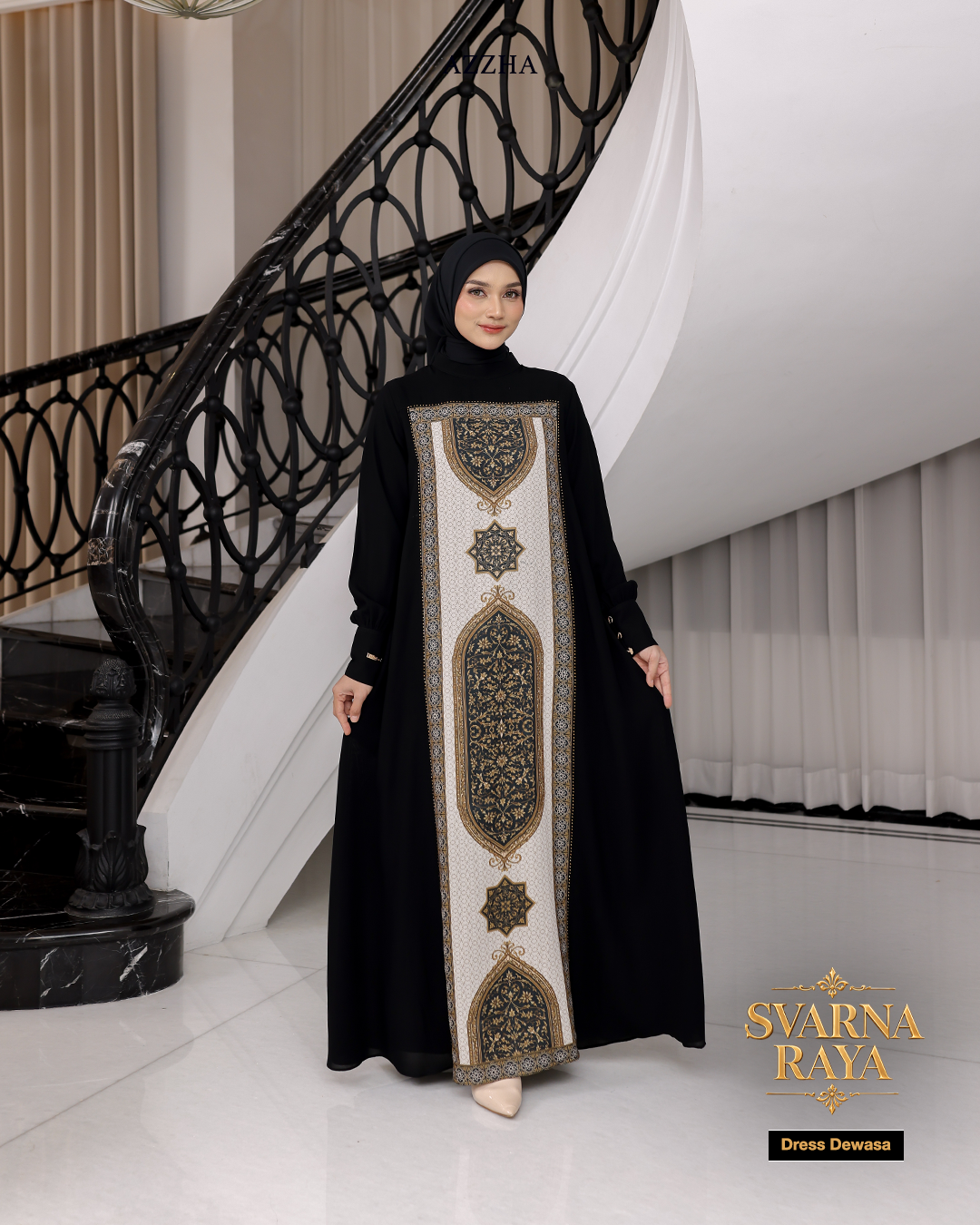 Azzha Indonesia| PRE-ORDER Svarna Raya Dress Dewasa Sarimbit Collection Lebaran 2027