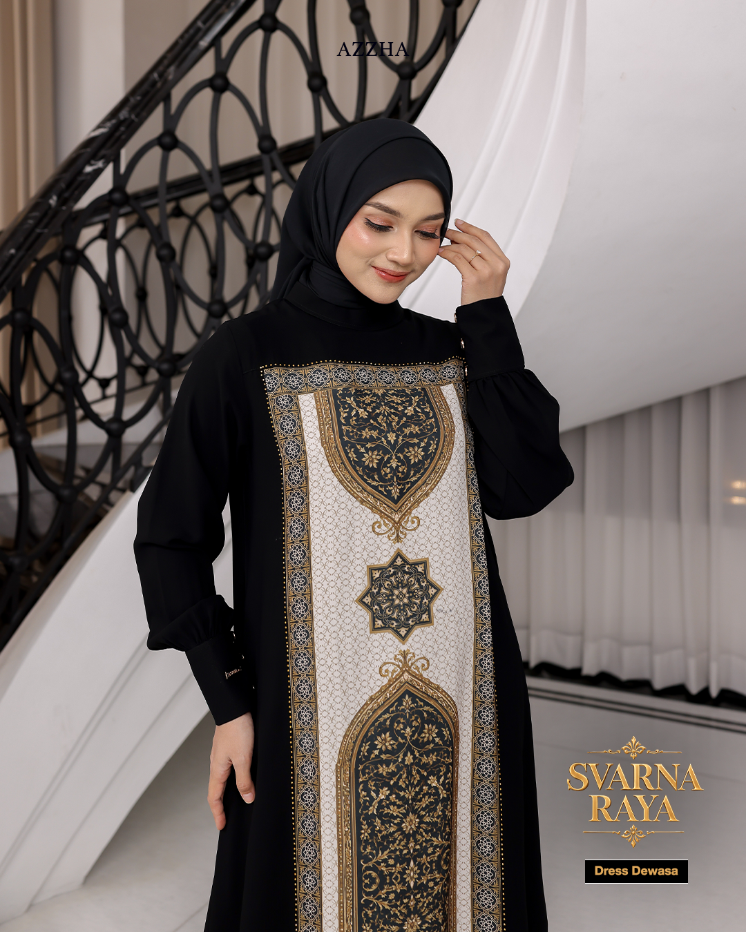 Azzha Indonesia| PRE-ORDER Svarna Raya Dress Dewasa Sarimbit Collection Lebaran 2027