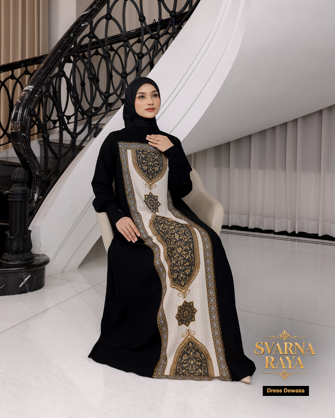 Azzha Indonesia| PRE-ORDER Svarna Raya Dress Dewasa Sarimbit Collection Lebaran 2027