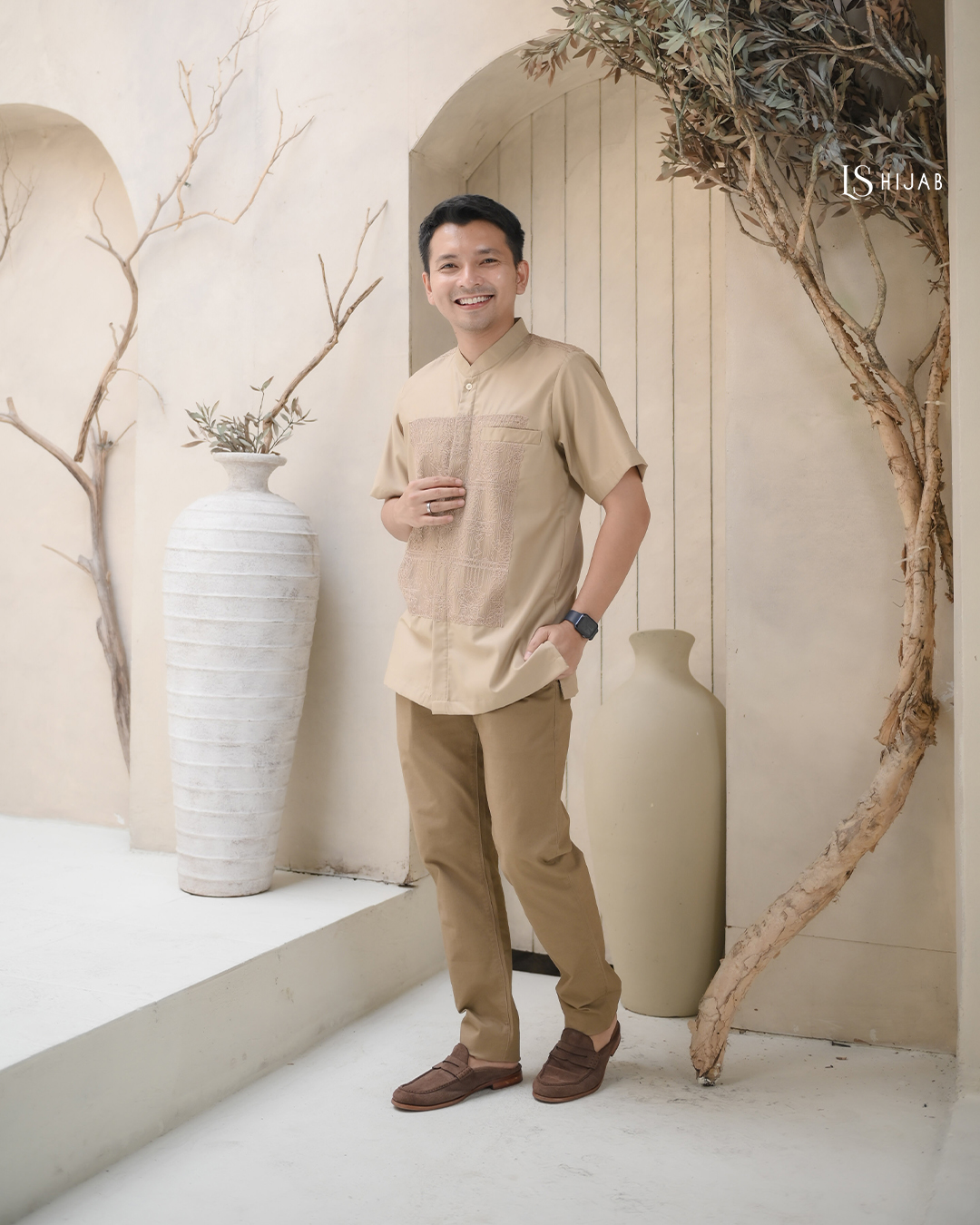 LS Hijab - Koko Harmony Pria Bahan Marbella dengan Aksen brukat