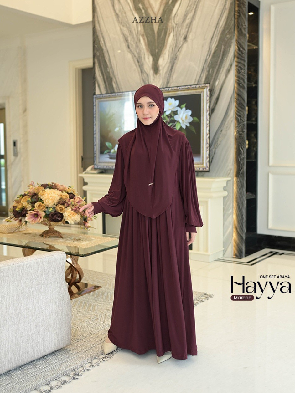 Azzha Indonesia - Hayya One Set France Khimar Wanita Muslimah Nyaman Adem Dengan Bahan Jersey Korea Premium