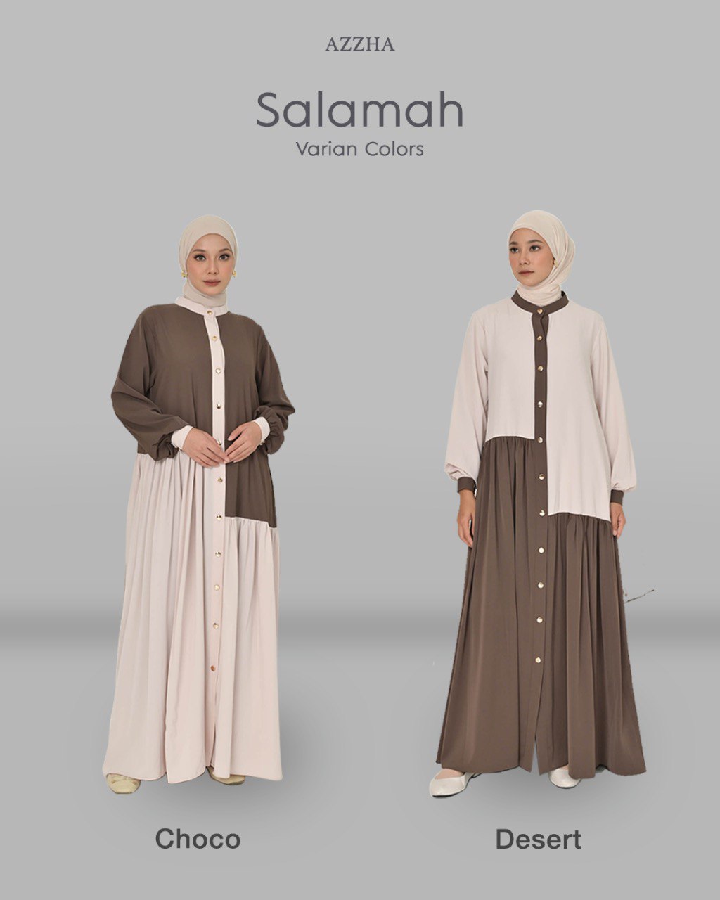 Azzha Indonesia - Salamah Dress Wanita Muslimah Nyaman Lembut dan Elegant Dengan Bahan Marbela anti UV Premium