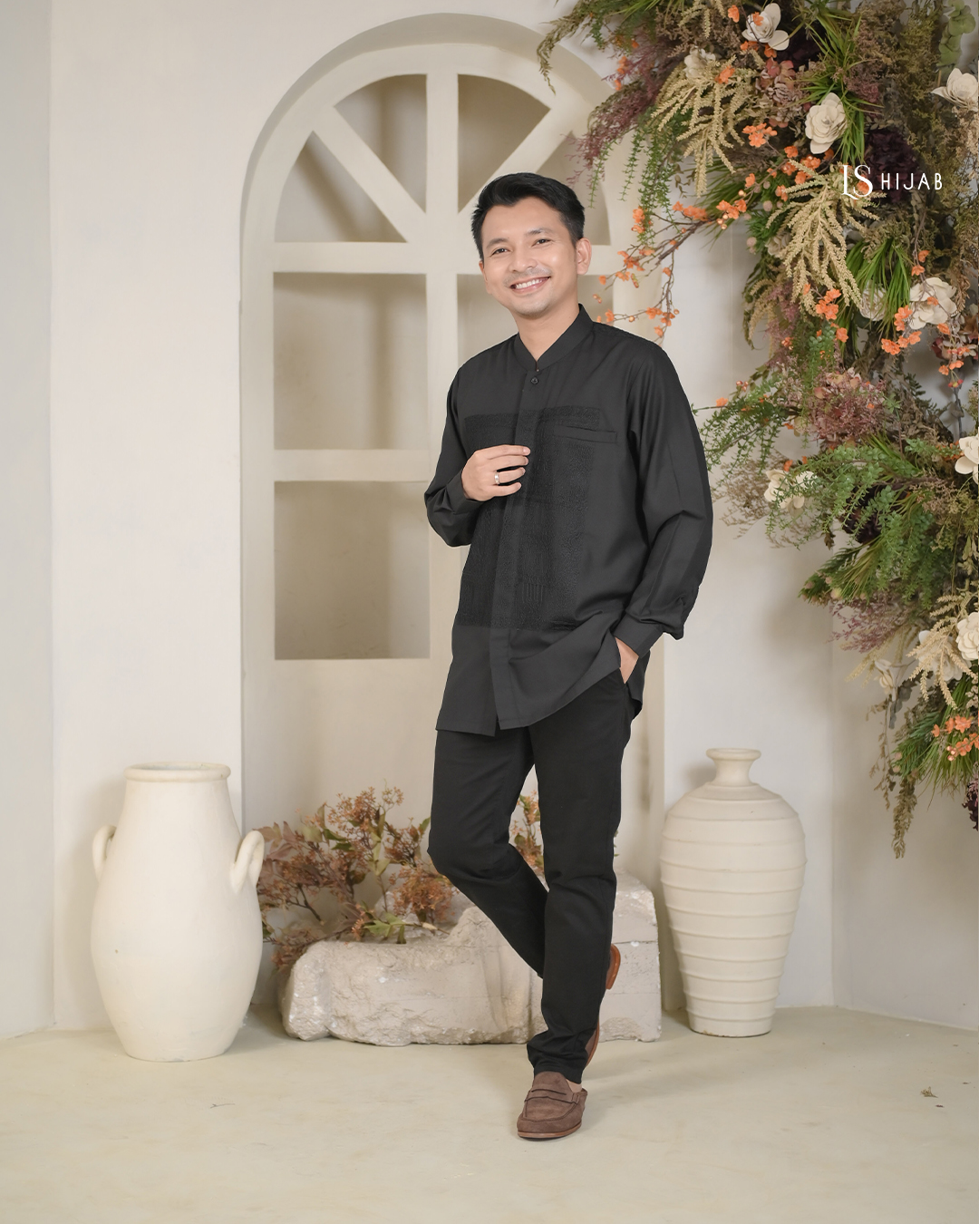 LS Hijab - Koko Harmony Pria Bahan Marbella dengan Aksen brukat
