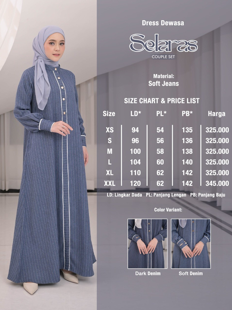 Azzha Indonesia - Selaras | Dress Wanita Mewah Elegant Nyaman Dengan Bahan Soft Jeans Premium