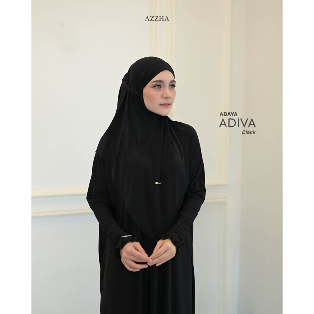 Azzha Indonesia - Adiva Abaya Polos Set Bergo 2 in 1 Mewah Dan Nyaman Dengan Bahan Jersey Korea Premium