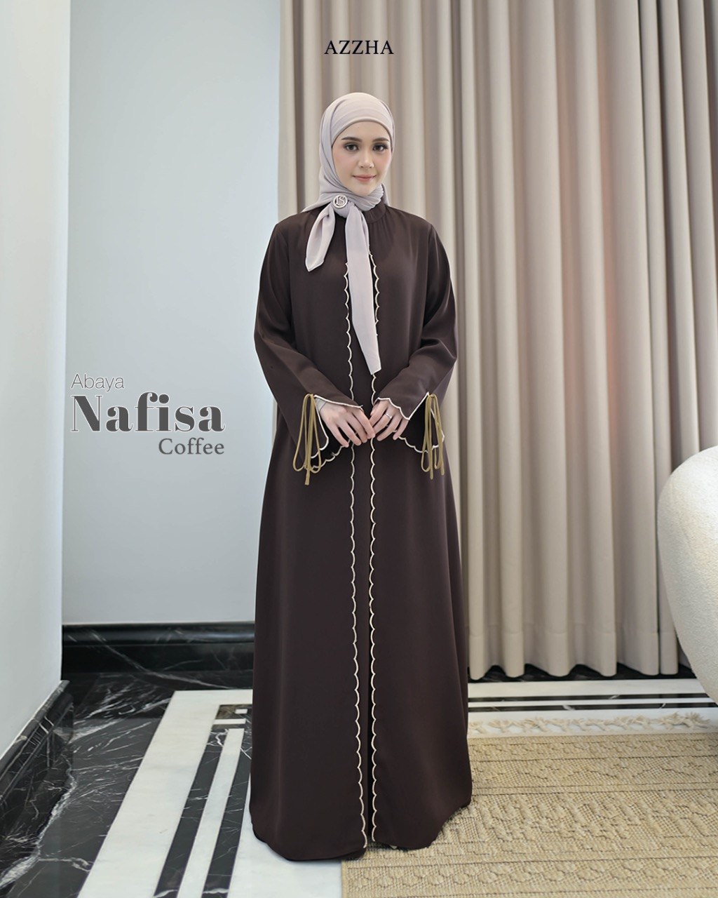 Azzha Indonesia - Nafisa Abaya Wanita Muslimah Nyaman Lembut dan Elegant Dengan Bahan Hania Arabian anti UV Premium