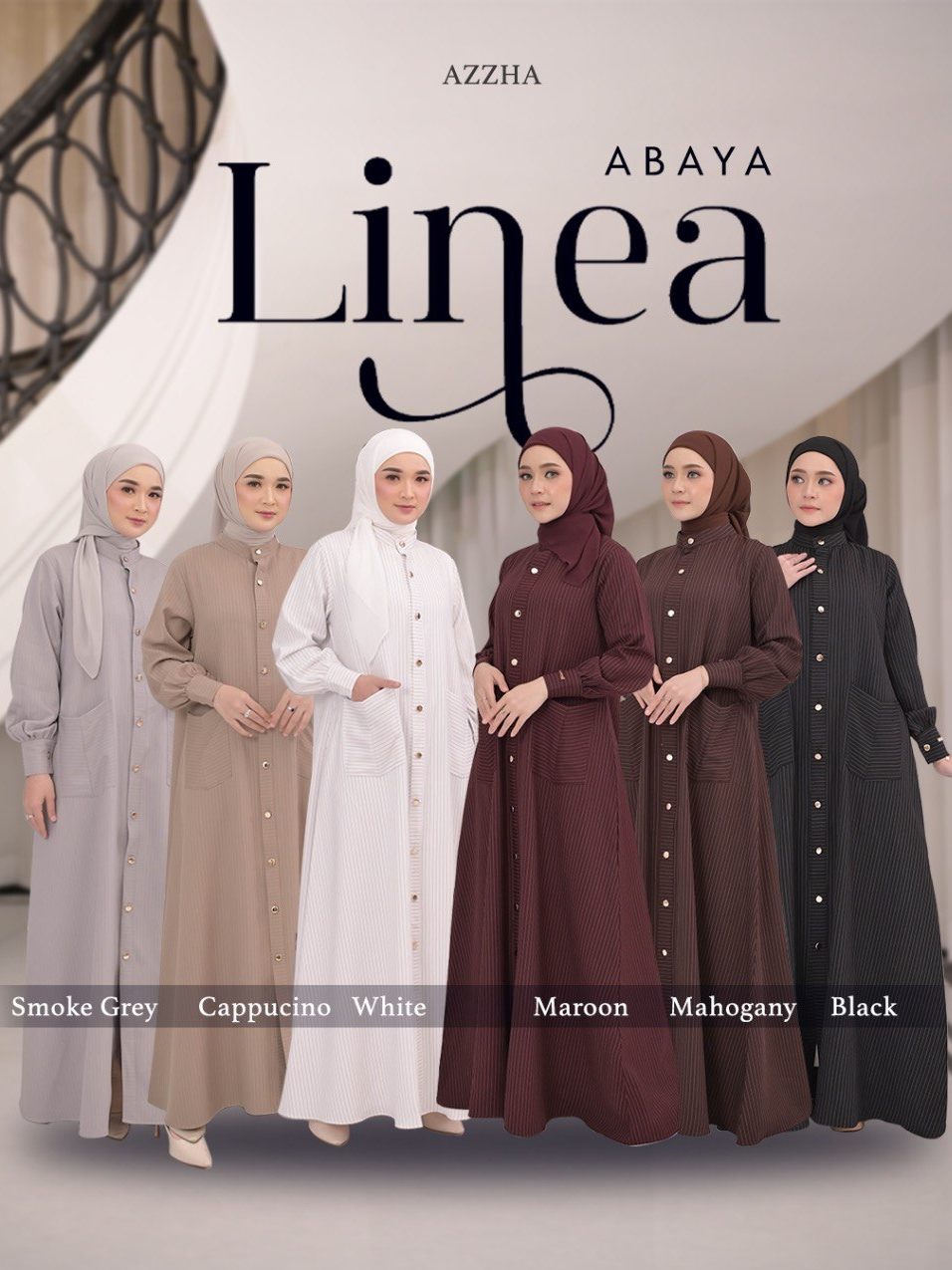 Azzha Indonesia - Linea Abaya Wanita Muslimah Adem Nyaman dan Elegant Dengan Bahan Berluti Stripe Premium