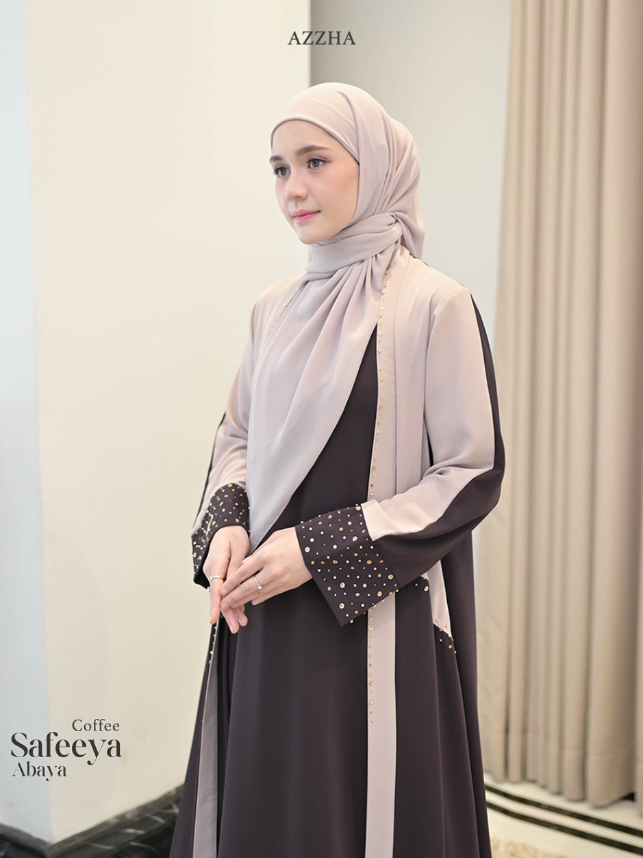 Azzha Indonesia - Safeeya Abaya Wanita Muslimah Nyaman Lembut dan Mewah Dengan Bahan Hania Anti UV Premium