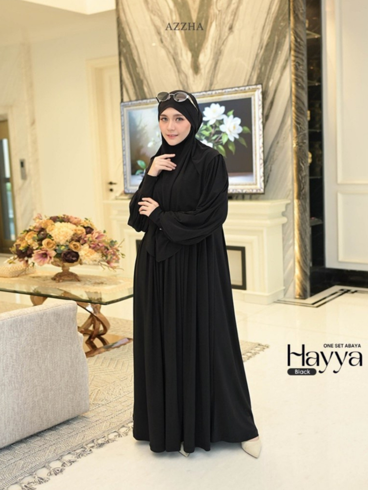 Azzha Indonesia - Hayya One Set France Khimar Wanita Muslimah Nyaman Adem Dengan Bahan Jersey Korea Premium