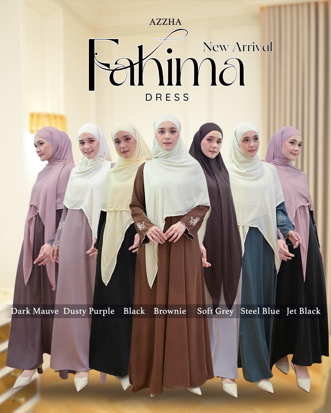 Azzha Indonesia - Fahima Dress Wanita Mewah Elegant Nyaman Dengan Bahan Cupro Emboss Premium