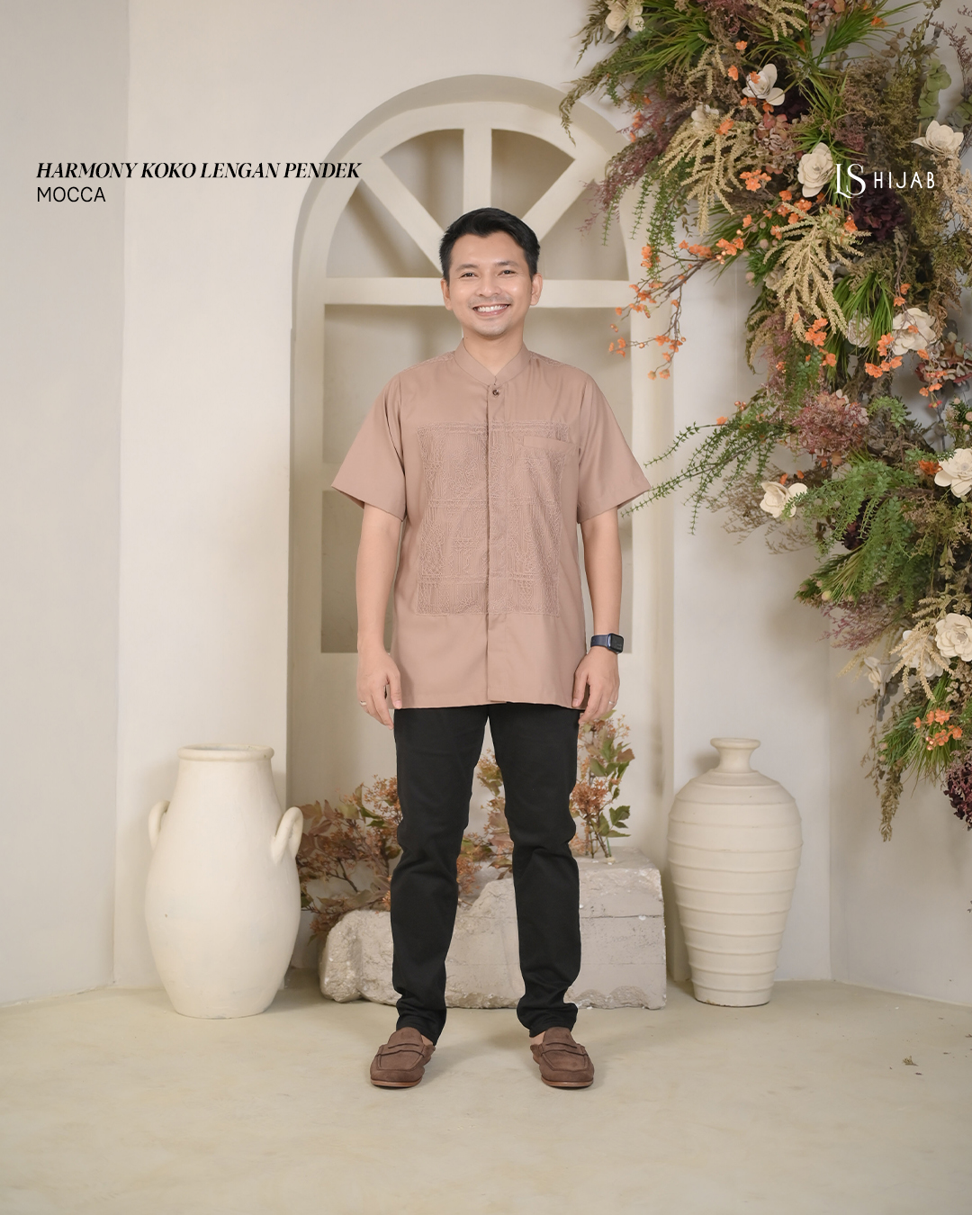 LS Hijab - Koko Harmony Pria Bahan Marbella dengan Aksen brukat