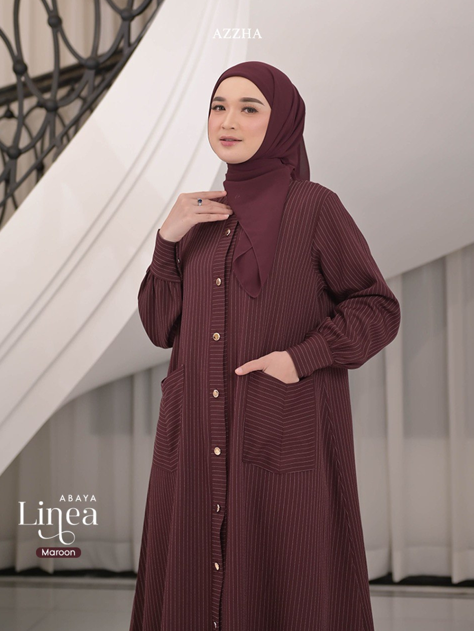 Azzha Indonesia - Linea Abaya Wanita Muslimah Adem Nyaman dan Elegant Dengan Bahan Berluti Stripe Premium