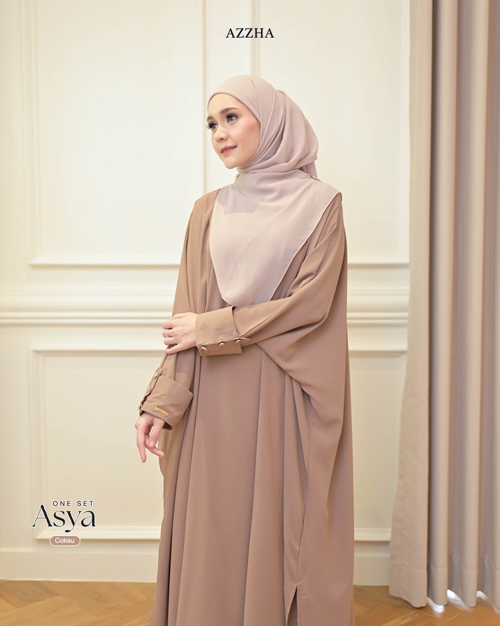 Azzha Indonesia - Asya One Set Wanita Muslimah Nyaman Lembut dan Mewah Buy 1 Get 2 Tunik Skirt Dengan Bahan Marbella Anti UV Premium