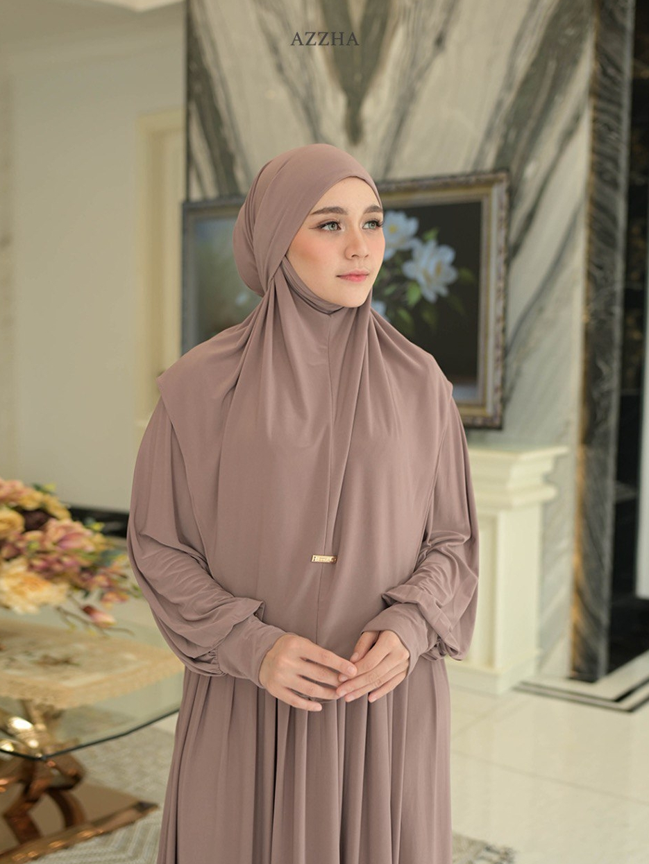 Azzha Indonesia - Hayya One Set France Khimar Wanita Muslimah Nyaman Adem Dengan Bahan Jersey Korea Premium