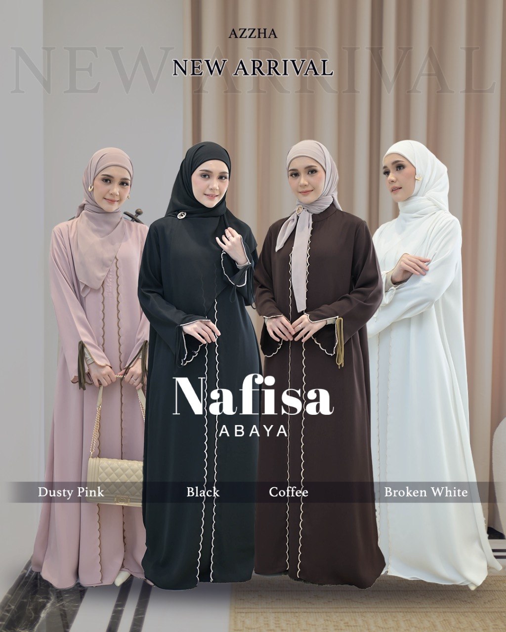 Azzha Indonesia - Nafisa Abaya Wanita Muslimah Nyaman Lembut dan Elegant Dengan Bahan Hania Arabian anti UV Premium