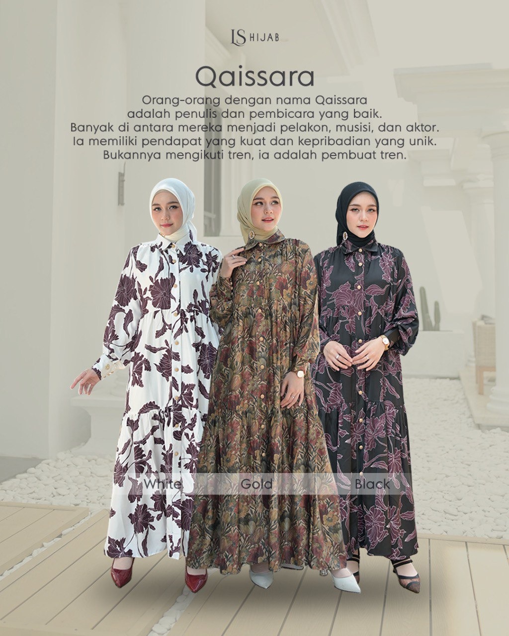 Qaissara Dress - Midi Dress Motif Bunga