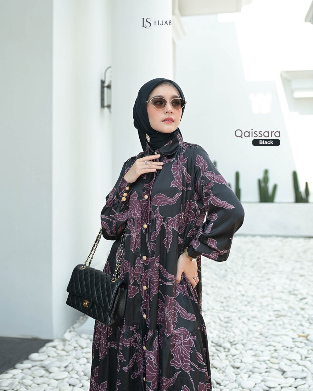 Qaissara Dress - Midi Dress Motif Bunga