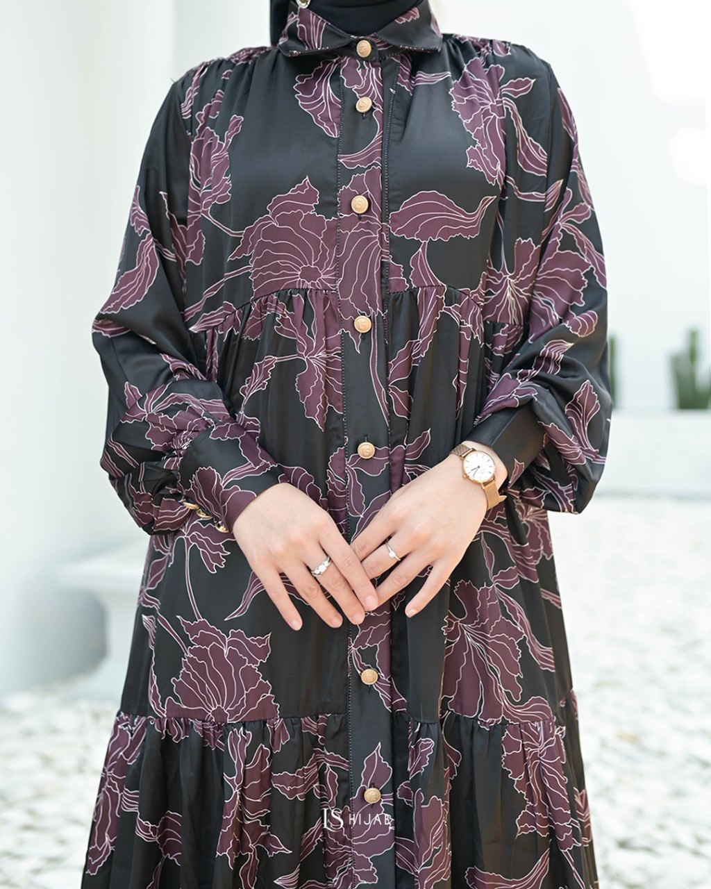 Qaissara Dress - Midi Dress Motif Bunga