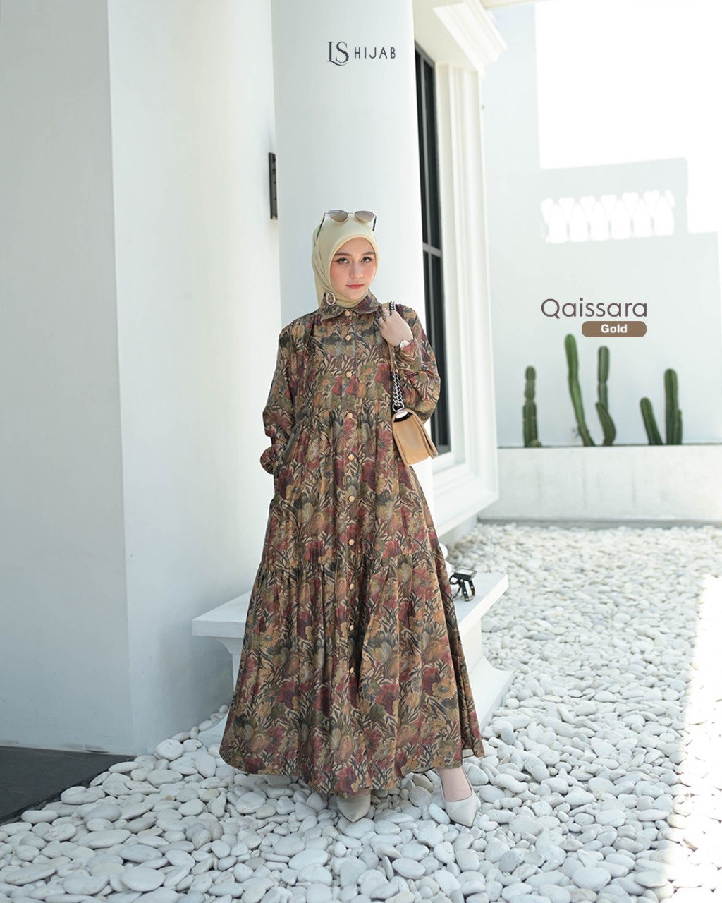 Qaissara Dress - Midi Dress Motif Bunga