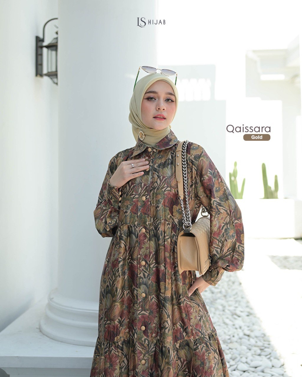 Qaissara Dress - Midi Dress Motif Bunga
