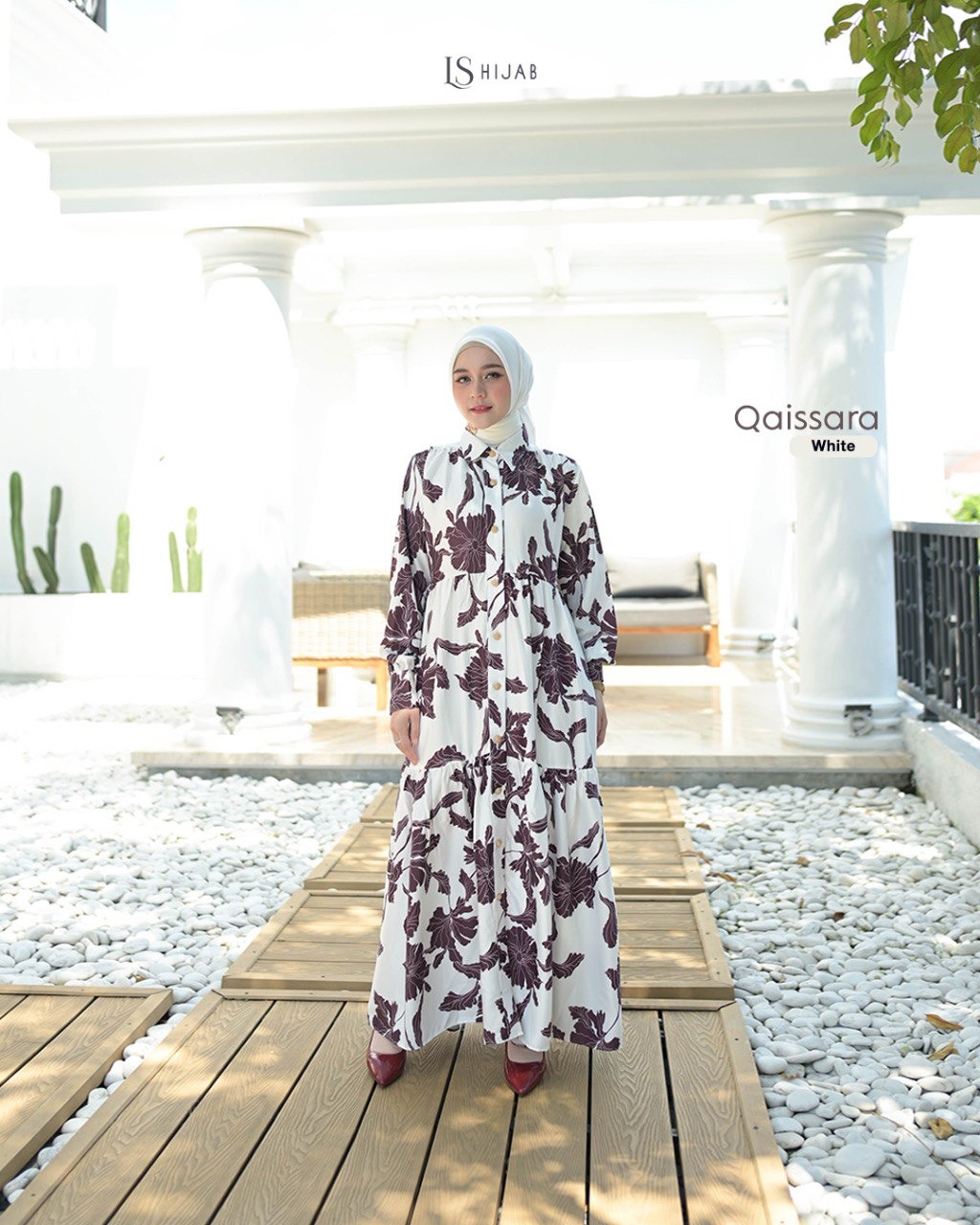 Qaissara Dress - Midi Dress Motif Bunga