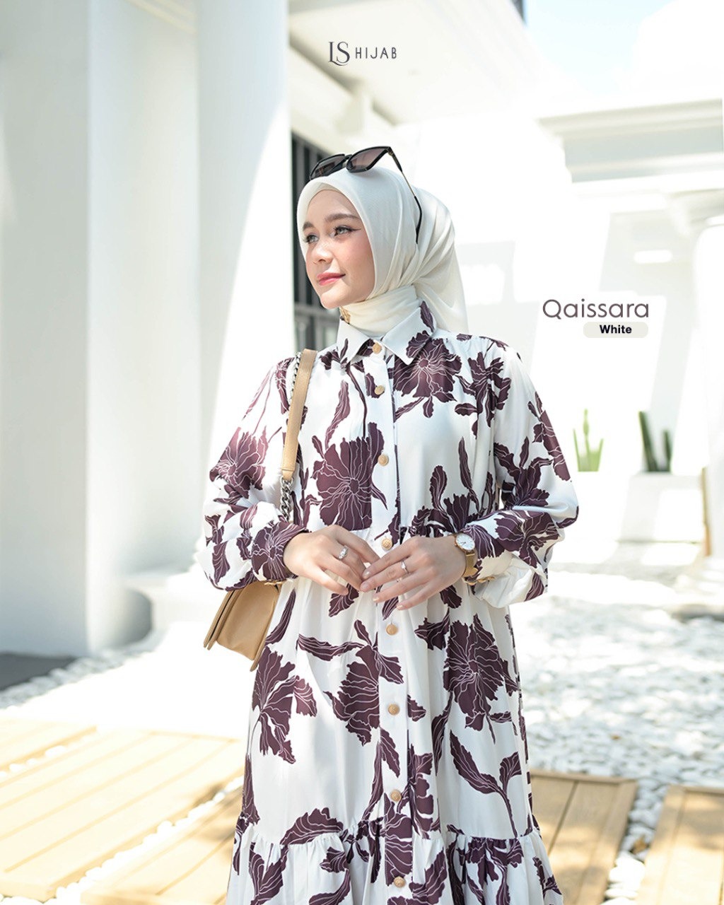 Qaissara Dress - Midi Dress Motif Bunga
