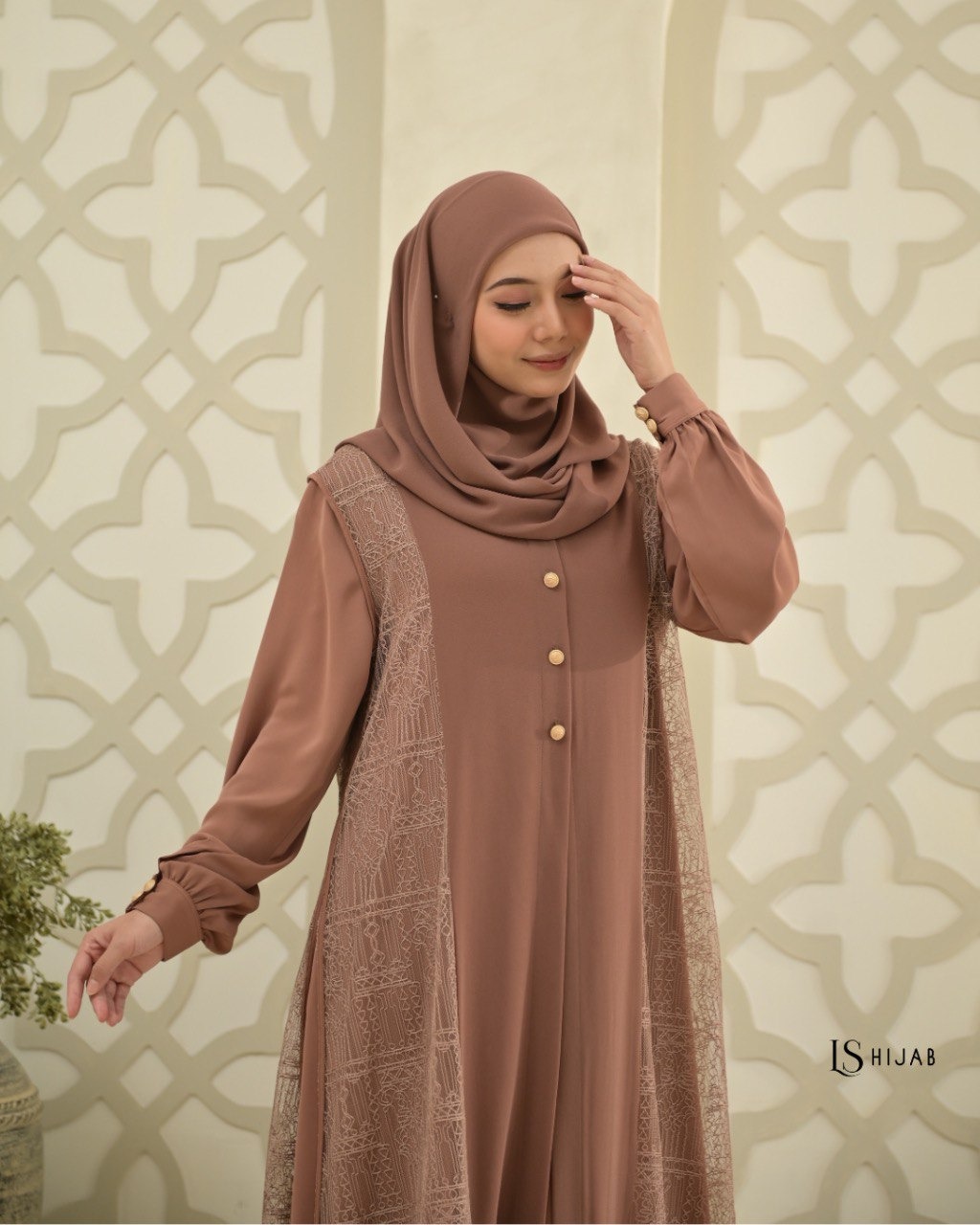 LS HIJAB| Gamila Dress Kombinasi Brukat, Inner Outer Lepas Pasang