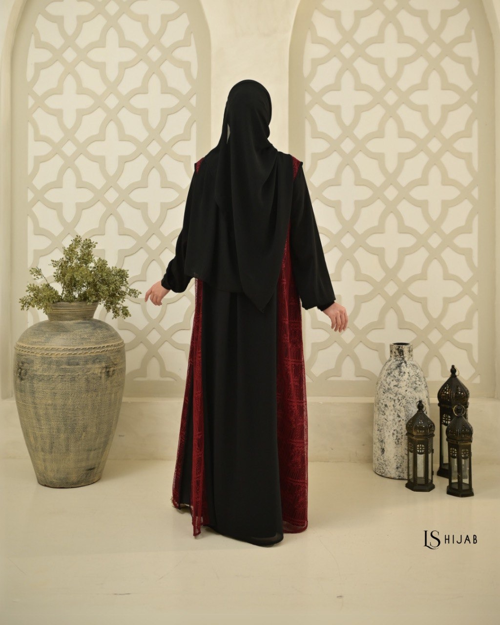 LS HIJAB| Gamila Dress Kombinasi Brukat, Inner Outer Lepas Pasang