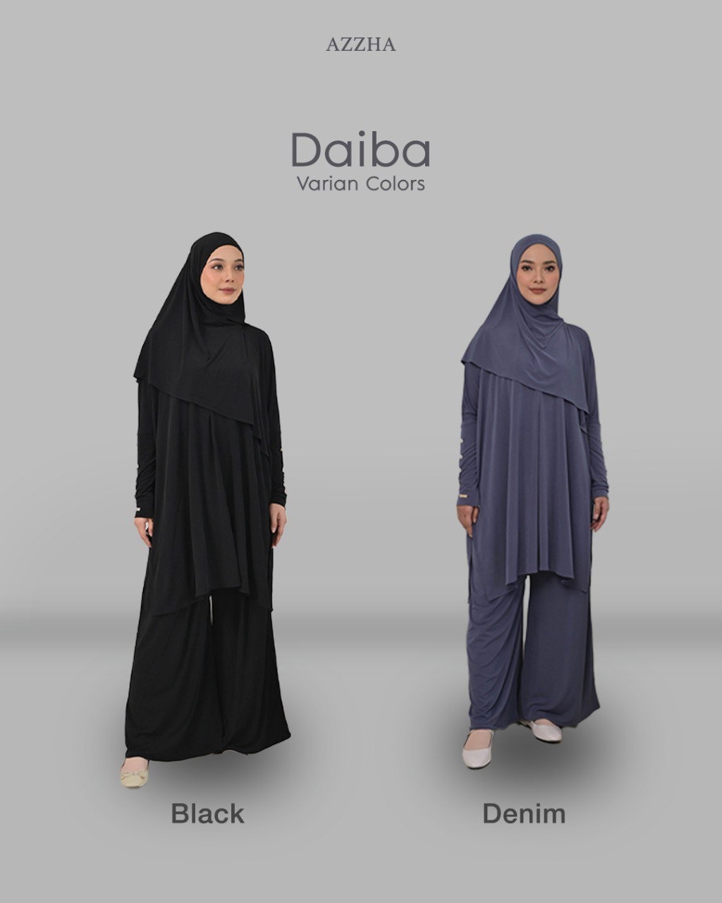 Azzha Indonesia - Daiba Oneset | Setelan polos 3 in 1 Set Bergo Jersey Korea Premium