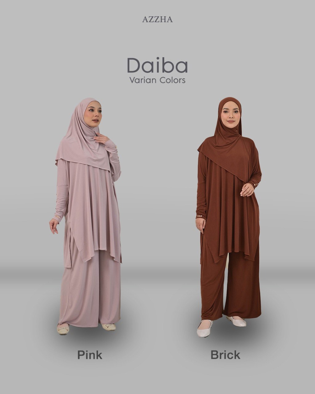 Azzha Indonesia - Daiba Oneset | Setelan polos 3 in 1 Set Bergo Jersey Korea Premium
