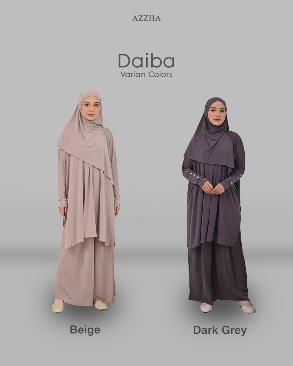 Azzha Indonesia - Daiba Oneset | Setelan polos 3 in 1 Set Bergo Jersey Korea Premium