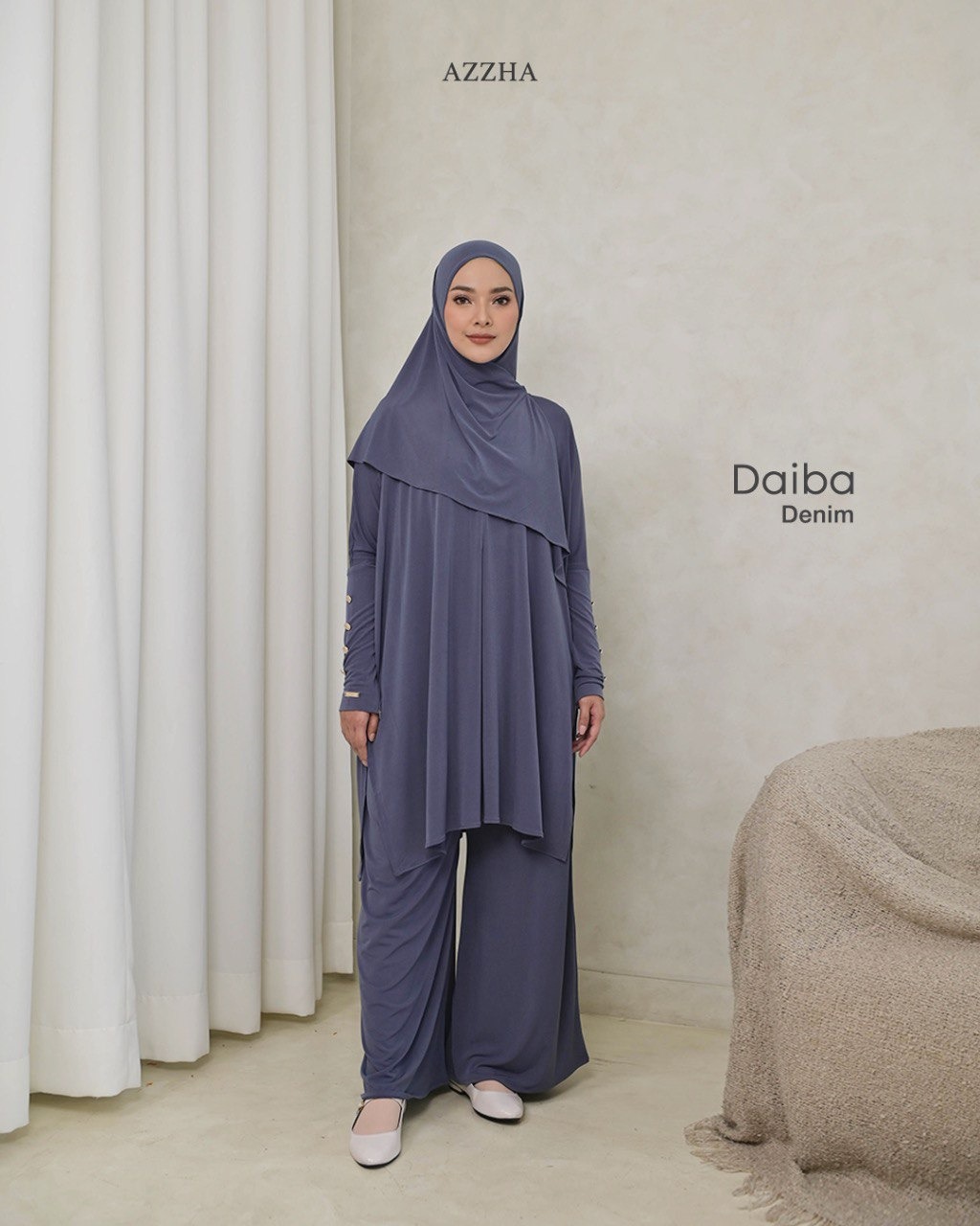 Azzha Indonesia - Daiba Oneset | Setelan polos 3 in 1 Set Bergo Jersey Korea Premium