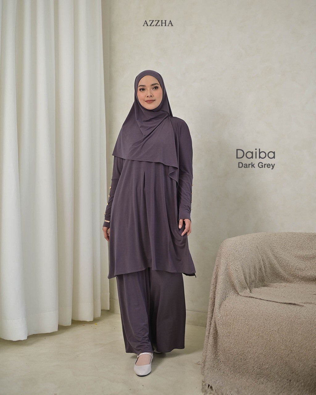 Azzha Indonesia - Daiba Oneset | Setelan polos 3 in 1 Set Bergo Jersey Korea Premium