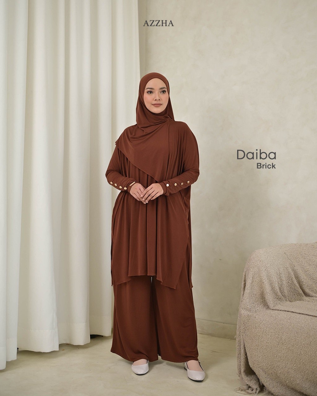 Azzha Indonesia - Daiba Oneset | Setelan polos 3 in 1 Set Bergo Jersey Korea Premium