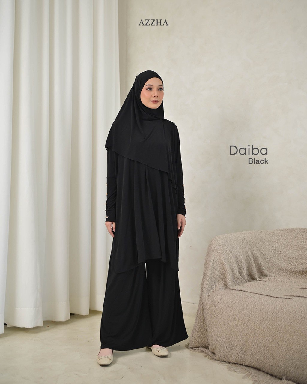 Azzha Indonesia - Daiba Oneset | Setelan polos 3 in 1 Set Bergo Jersey Korea Premium