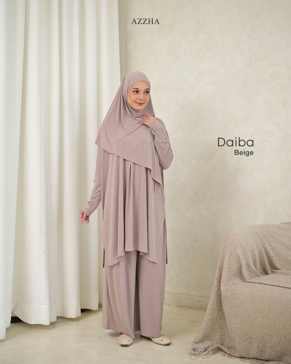 Azzha Indonesia - Daiba Oneset | Setelan polos 3 in 1 Set Bergo Jersey Korea Premium