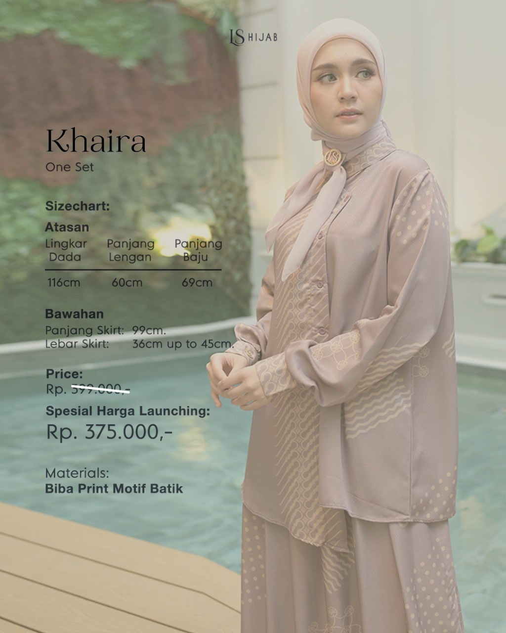 LS HIJAB| Khaira Oneset Kemeja Rok Motif Batik Premium