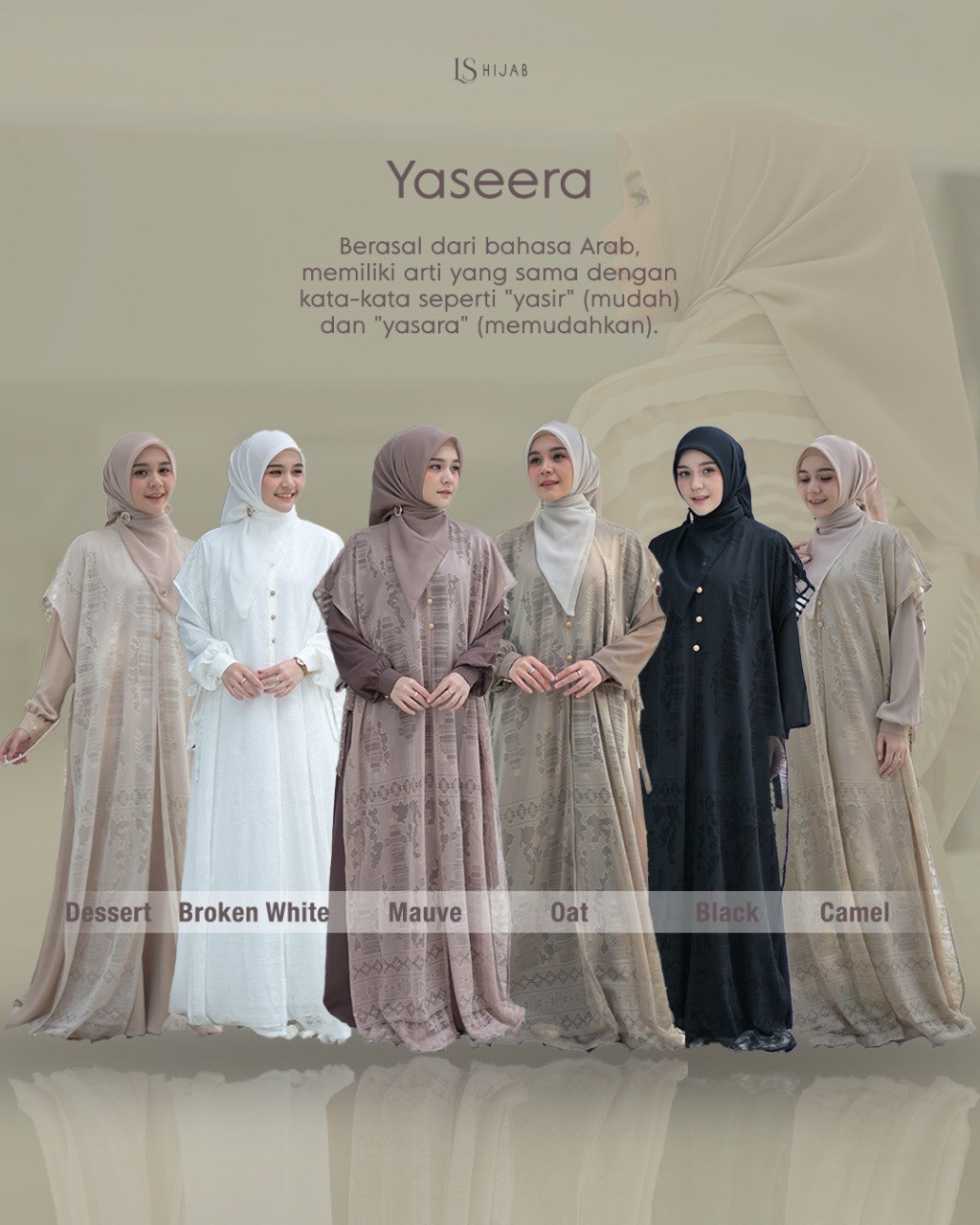 Yaseera Dress Muslimah - Outer Brukat Premium Lepas Pasang