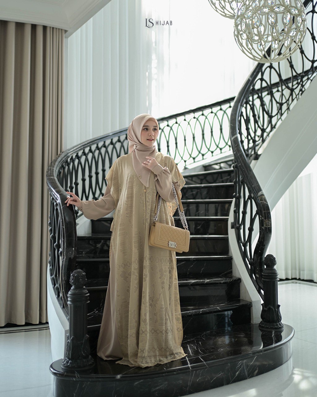 Yaseera Dress Muslimah - Outer Brukat Premium Lepas Pasang