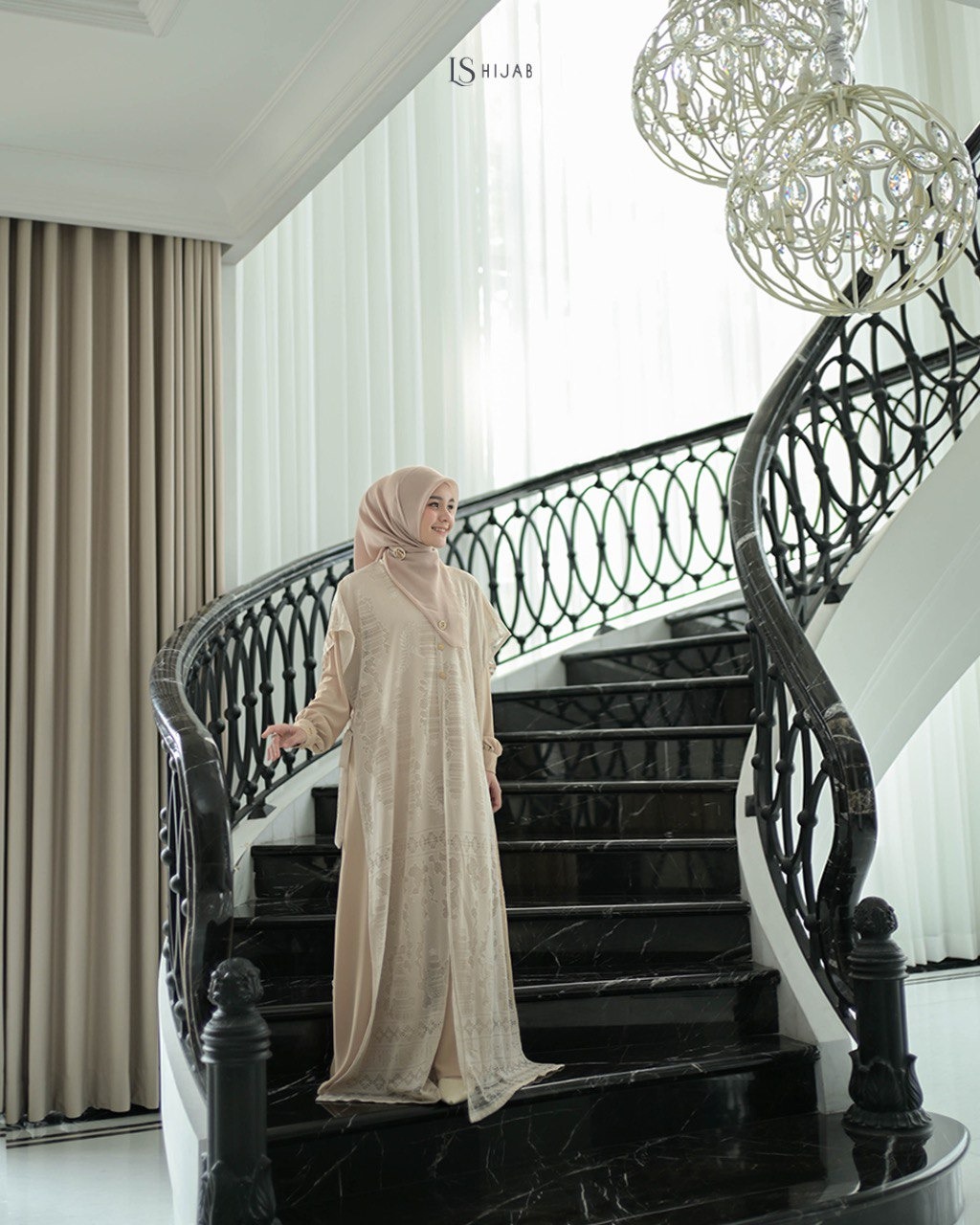 Yaseera Dress Muslimah - Outer Brukat Premium Lepas Pasang