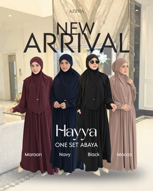 Image of Azzha Indonesia - Hayya One Set France Khimar | Wanita Muslimah Dengan Bahan Jersey Korea Premium