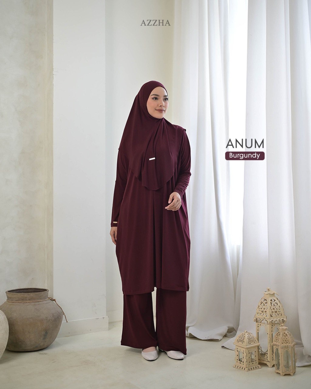 Azzha Indonesia - Anum One Set | Setelan 3 in 1 Plus Bergo Dengan Bahan Jersey Korea Premium