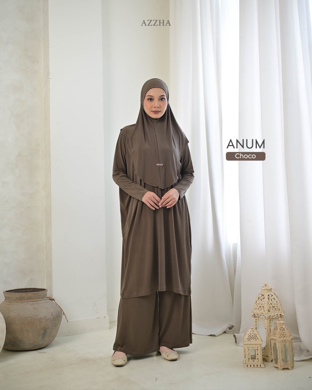 Azzha Indonesia - Anum One Set | Setelan 3 in 1 Plus Bergo Dengan Bahan Jersey Korea Premium