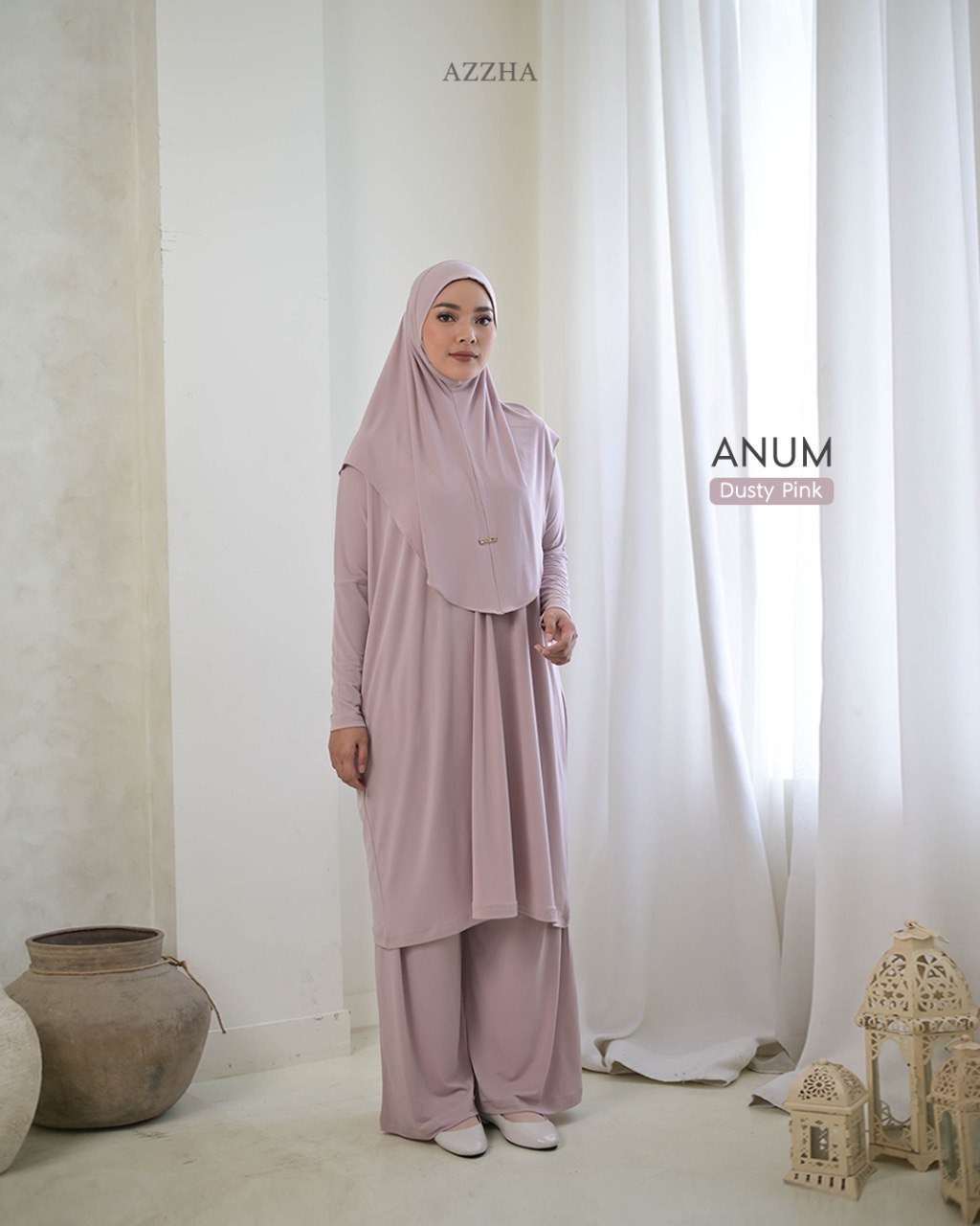Azzha Indonesia - Anum One Set | Setelan 3 in 1 Plus Bergo Dengan Bahan Jersey Korea Premium