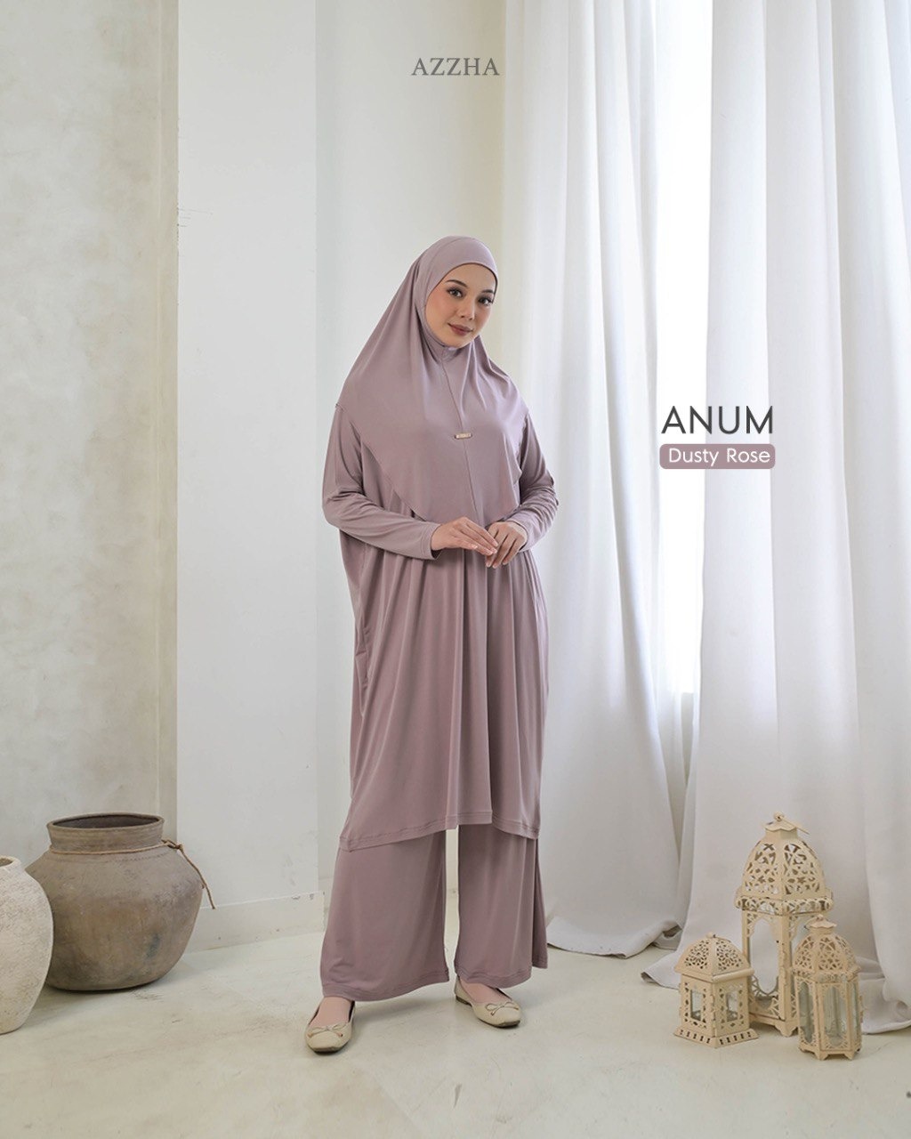 Azzha Indonesia - Anum One Set | Setelan 3 in 1 Plus Bergo Dengan Bahan Jersey Korea Premium