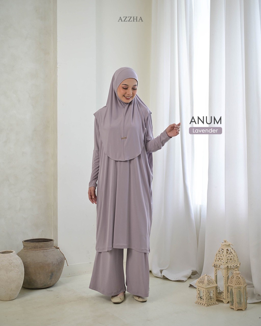 Azzha Indonesia - Anum One Set | Setelan 3 in 1 Plus Bergo Dengan Bahan Jersey Korea Premium