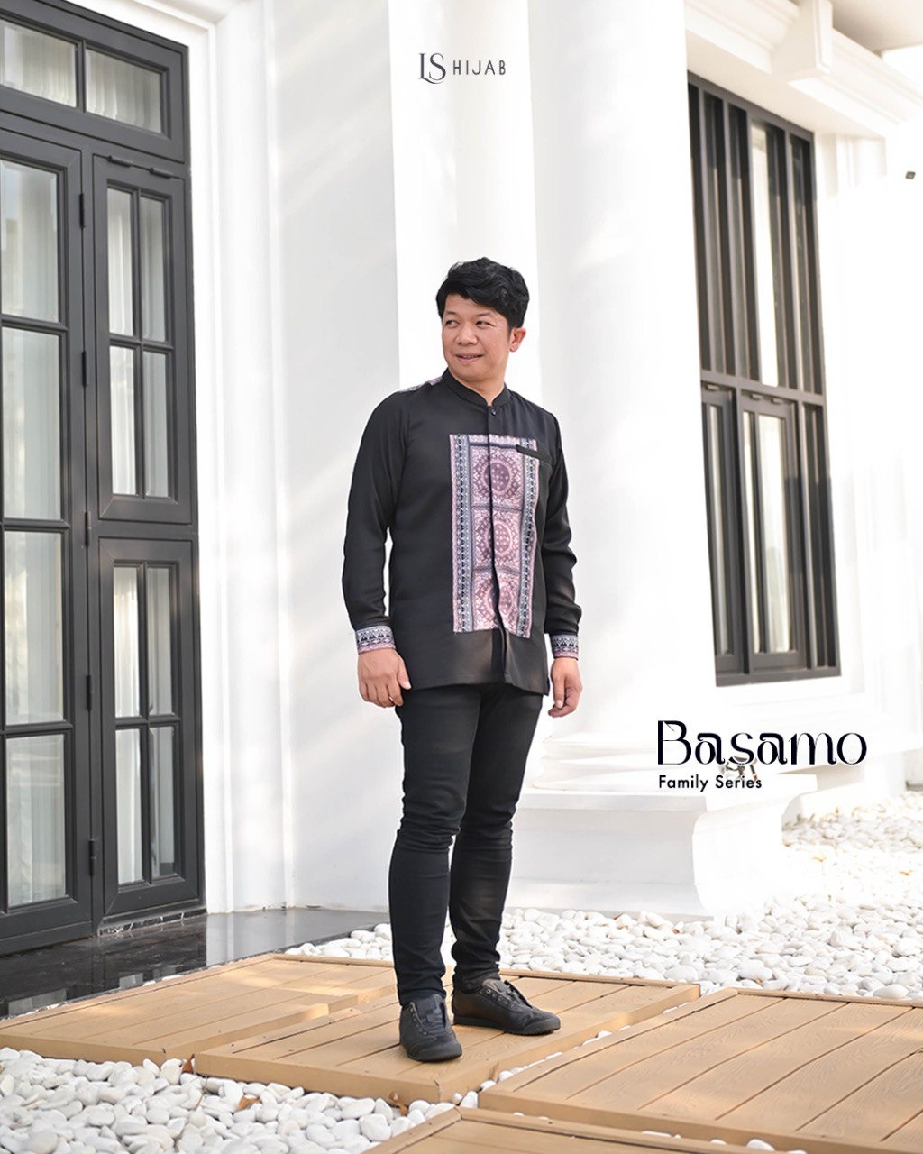 LS Hijab Koko Basamo Lengan Panjang Motif Printing Bahan Sahara Full Tricot Elegan