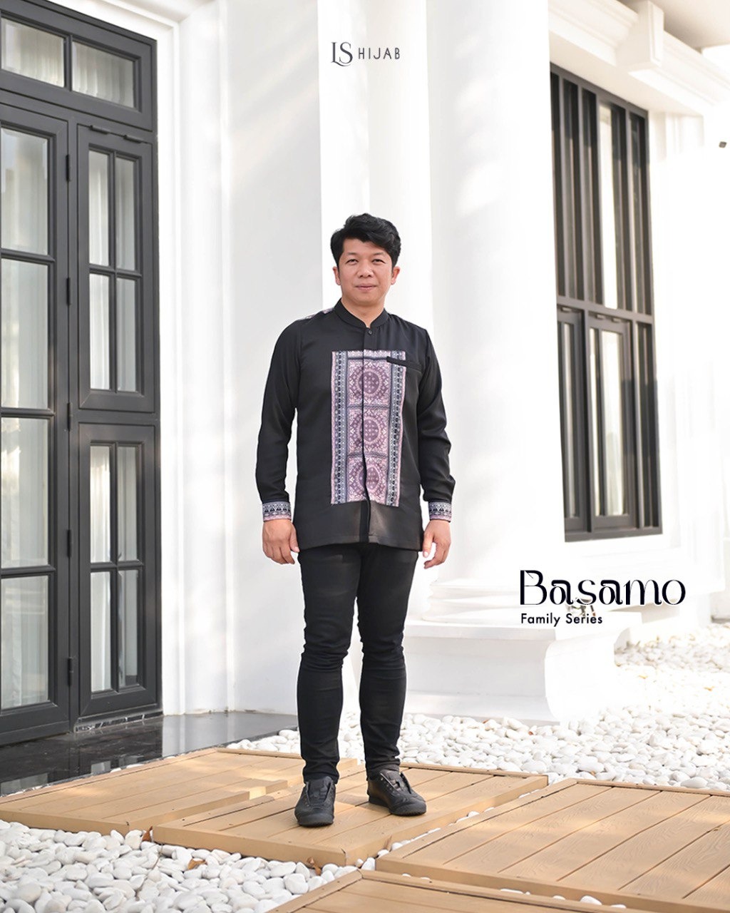 LS Hijab Koko Basamo Lengan Panjang Motif Printing Bahan Sahara Full Tricot Elegan